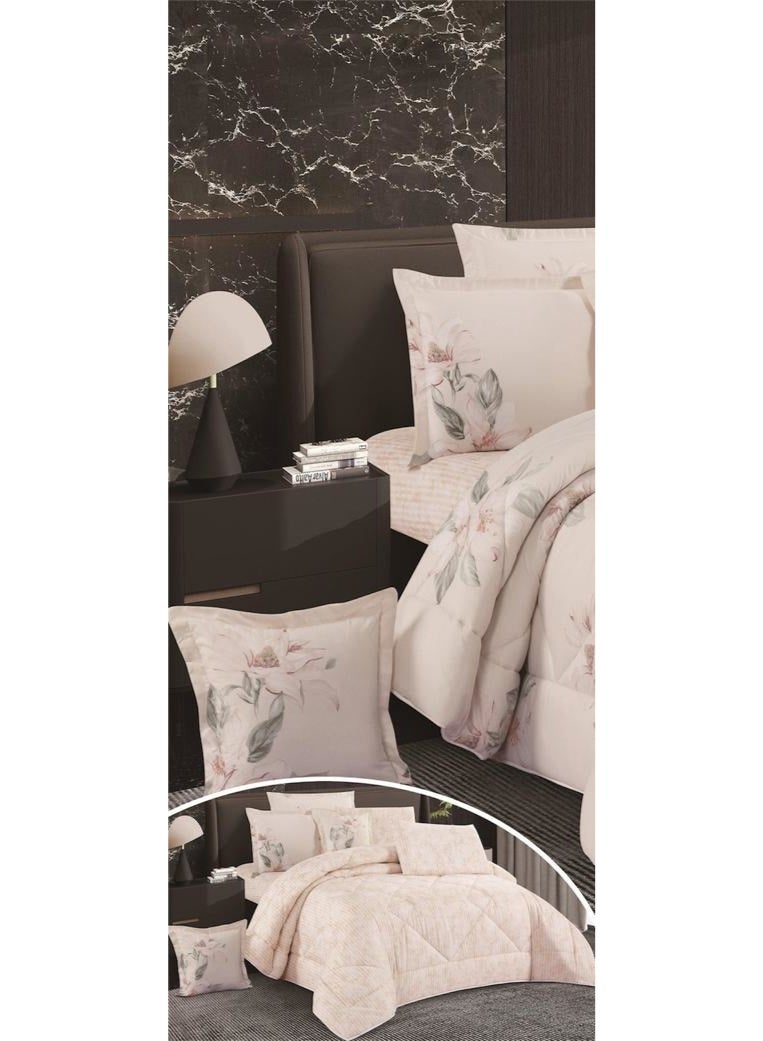 مون طقم لحاف مفرش سرير نفرين ملكي ومريح وناعم 8 قطع مزدوج منقوش مقاس اللحاف 250x230 سم - Image 2