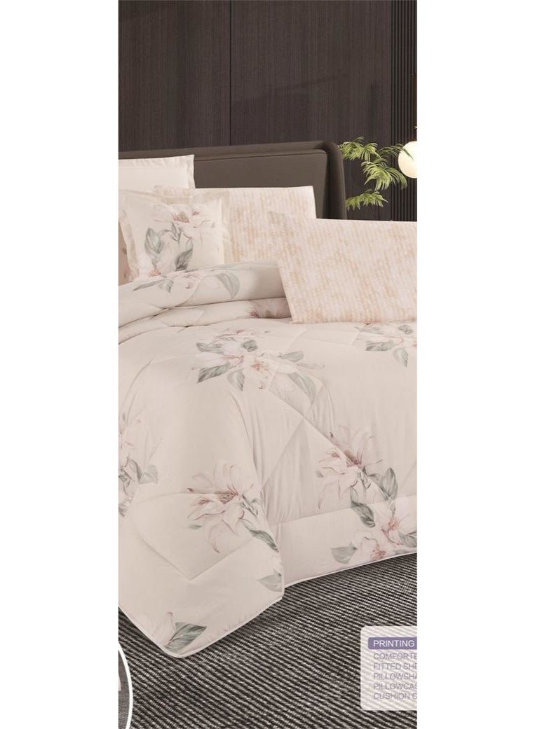 مون طقم لحاف مفرش سرير نفرين ملكي ومريح وناعم 8 قطع مزدوج منقوش مقاس اللحاف 250x230 سم - Image 3