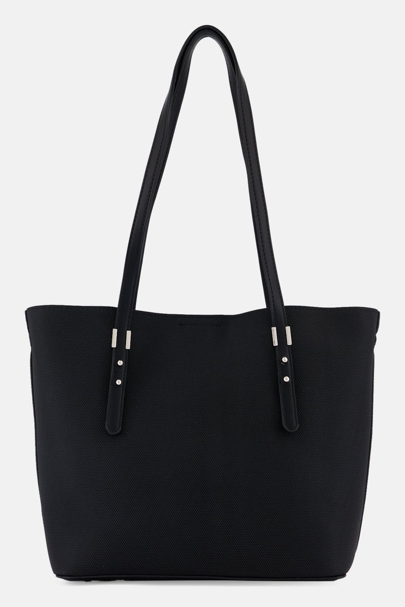 SISLEY Women Brand Logo Tote Bag, Black  - Image 2