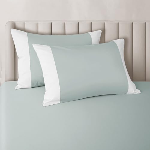 Spread Spain® Botanic Cotton 550 Thread Count Single Size Bedsheet (60x90) with 1 Pillow Cover (18x27) - Mint - Image 4