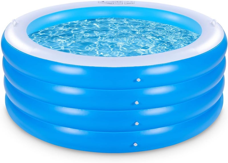 YOUMI Inflatable Swimming Pool, 70"x30" Large Deep Round Inflatable Pool with Handles Family Pool, Summer Water Party, Kids, Outdoor, Garden Backyard, Suitable for Adults & 3+ Year Olds (Blue) - Image 1