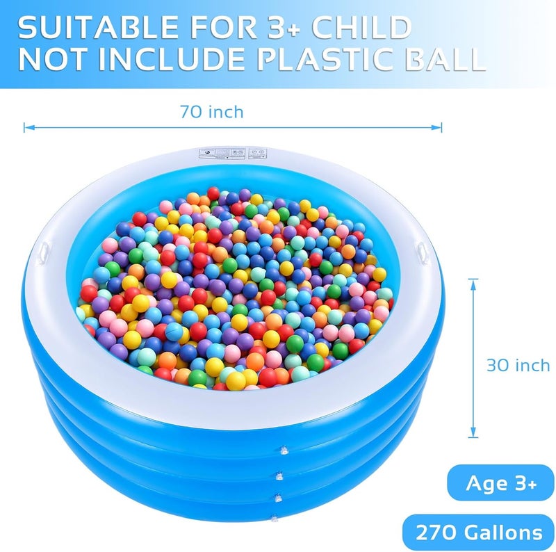 YOUMI Inflatable Swimming Pool, 70"x30" Large Deep Round Inflatable Pool with Handles Family Pool, Summer Water Party, Kids, Outdoor, Garden Backyard, Suitable for Adults & 3+ Year Olds (Blue) - Image 2