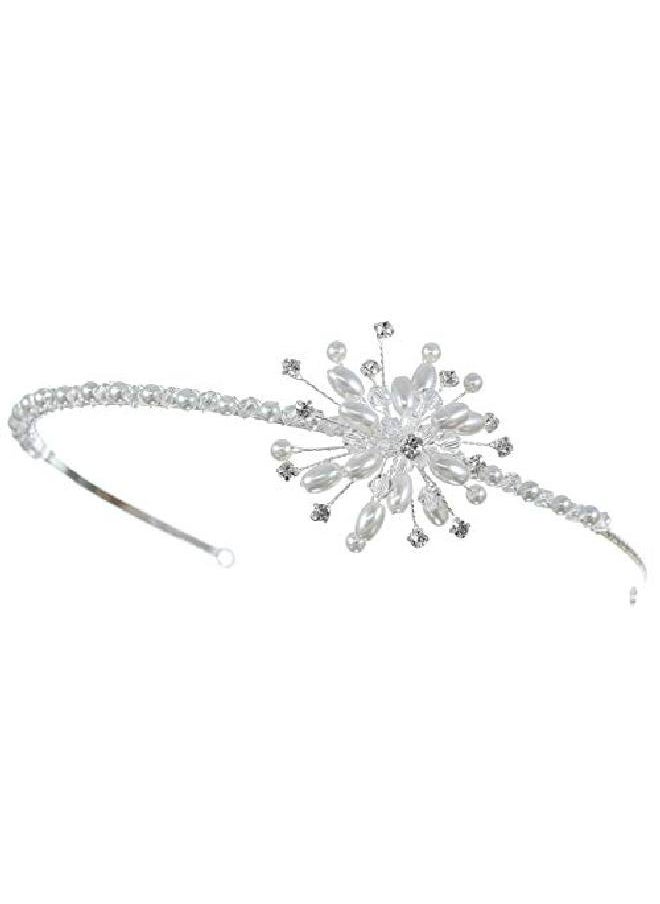 SAMKY Handmade One Of A Kind Asymmetric Crystal Pearl Flower Headband Tiara T952  - Image 3