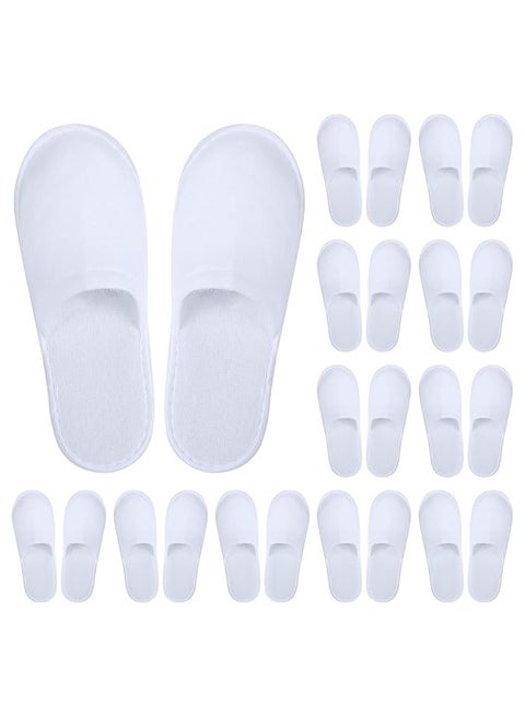 12 Pairs of Disposable Fluffy Closed-Toe Spa Slippers for Hotel, Home, and Guest Use
