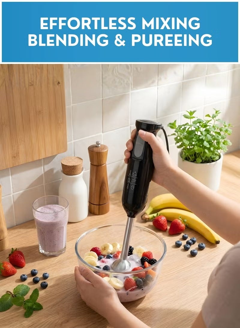 MOSH Hand Blender 4-in-1 Electric Stick Blender with Chopper & Whisk | 2-Speed Powerful Motor, Stainless Steel Blades, 600ml Beaker | Electric Stick Blender for Smoothies, Baby Food & Kitchen Use - Image 4