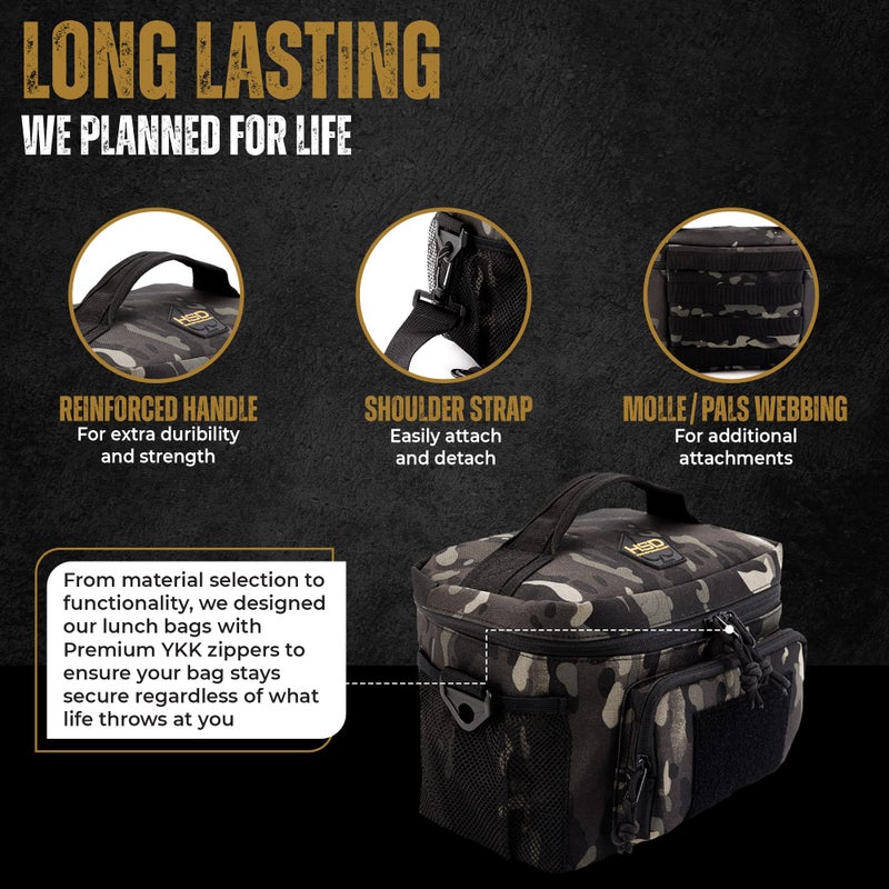 HighSpeedDaddy Tactical Lunch Box For Men & Women- Military Grade Large Insulated Lunch Bag - 11”x 9”x 8” (15L) Cooler Bag - Reusable, Portable and Water Resistant - For Work, Travel & Picnic - Image 5