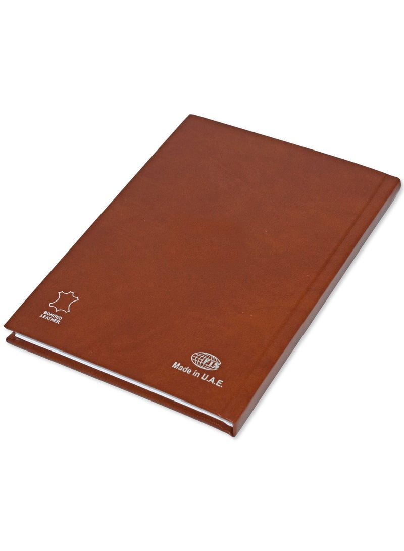 FIS Notebook Bonded Leather, Size A5, Offset White Paper, 70 GSM, 196 Pages, 8 mm Ruled, 1 Side Padded Cover, Colour Brown - FSNB1SA5WHBLBR - Image 4