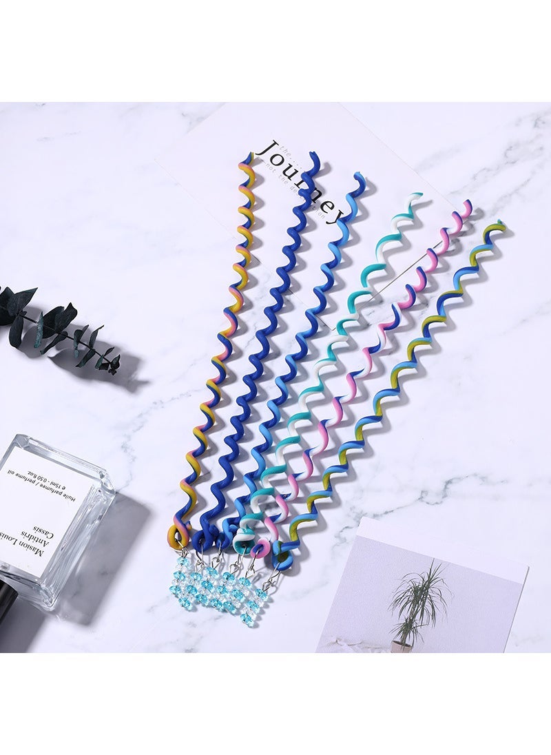 Generic Childrens Hair Braiding Headwear Colorful Belt Little Girls Hair Dirty Braid Hair Rope Braided Korean Hair Braiding Artifact 16# blue braided hair 6-piece set