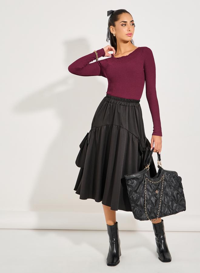Styli Ribbed Knit Top with Boat Neck - Image 2