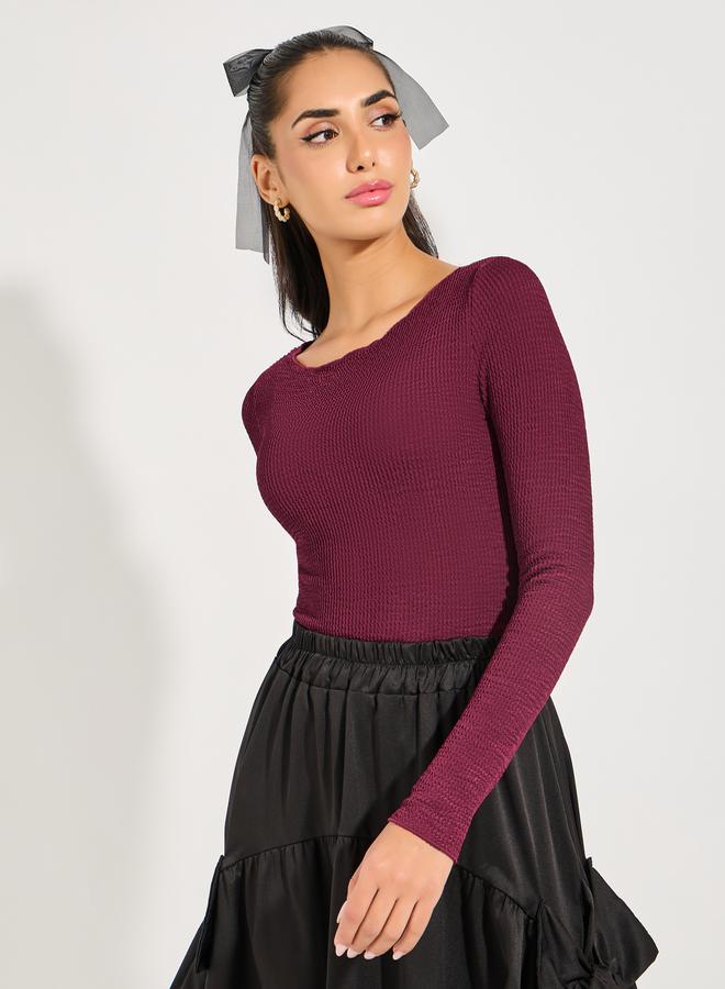 Styli Ribbed Knit Top with Boat Neck - Image 3