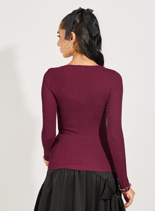 Styli Ribbed Knit Top with Boat Neck - Image 5