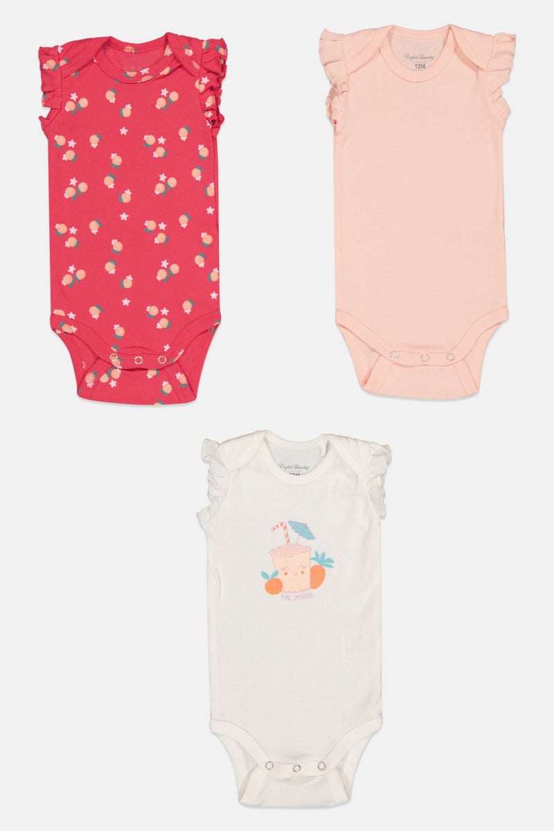 English Laundry Toddlers Girl 3 Pieces Crew Neck Graphic Print Bodysuit, Multicolor - Image 2