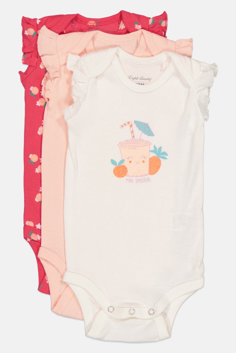 English Laundry Toddlers Girl 3 Pieces Crew Neck Graphic Print Bodysuit, Multicolor - Image 1