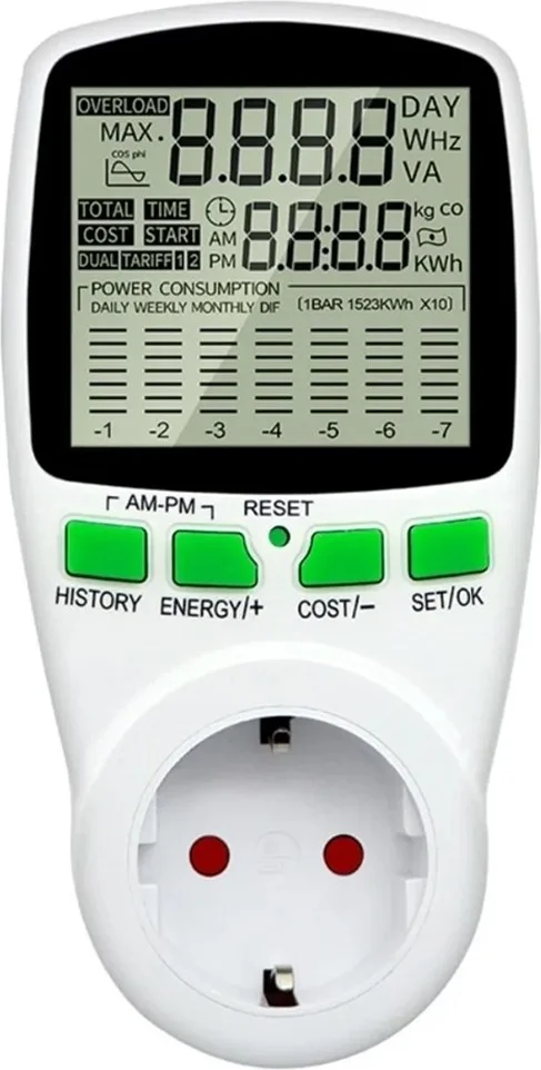 إيه واي تي Gesi PM-1453 Digital Wattmeter Energy Consumption Meter Consumption Meter 220 Volt 16 Ampere 3680 Watt Socket