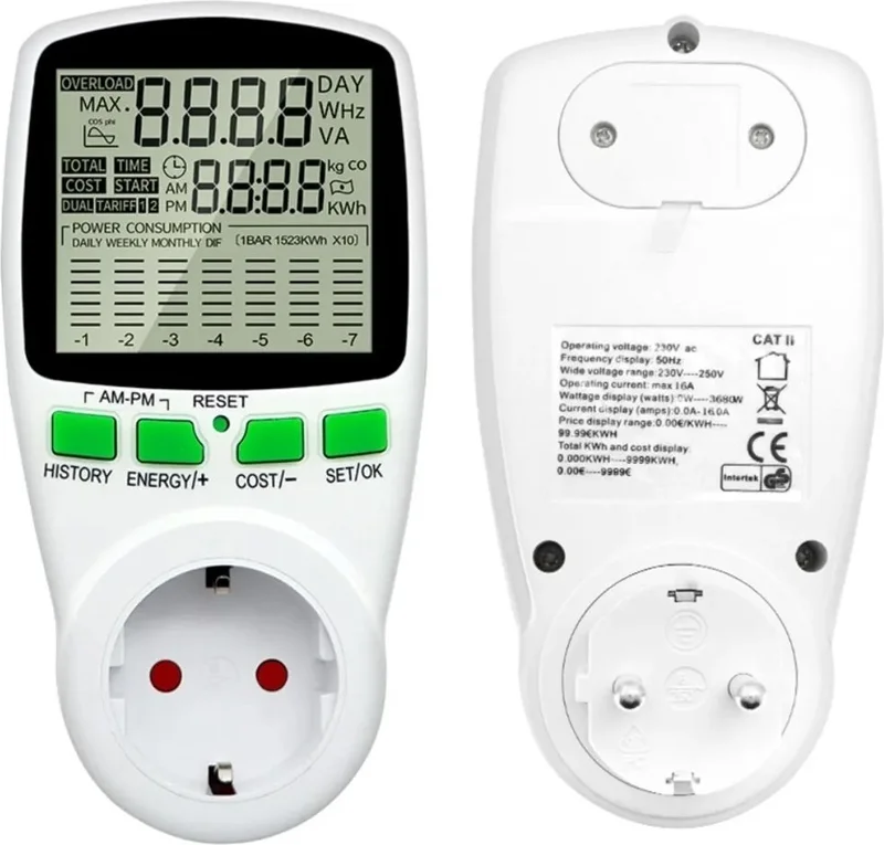 إيه واي تي Gesi PM-1453 Digital Wattmeter Energy Consumption Meter Consumption Meter 220 Volt 16 Ampere 3680 Watt Socket
