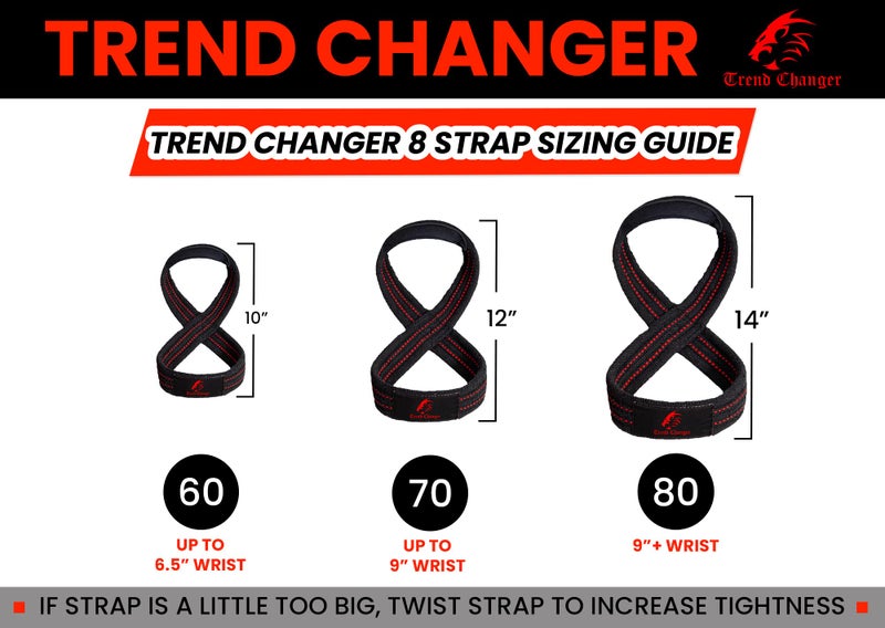Trend Changer Figure 8 Lifting Strap Padded Deadlift Straps Heavy Duty Weight Lifting Straps Strongman Axle Bar Straps Weightlifting Wrist Wraps (Small (Upto 6.0'' Wrist Circumference), Black/Red) - Image 2