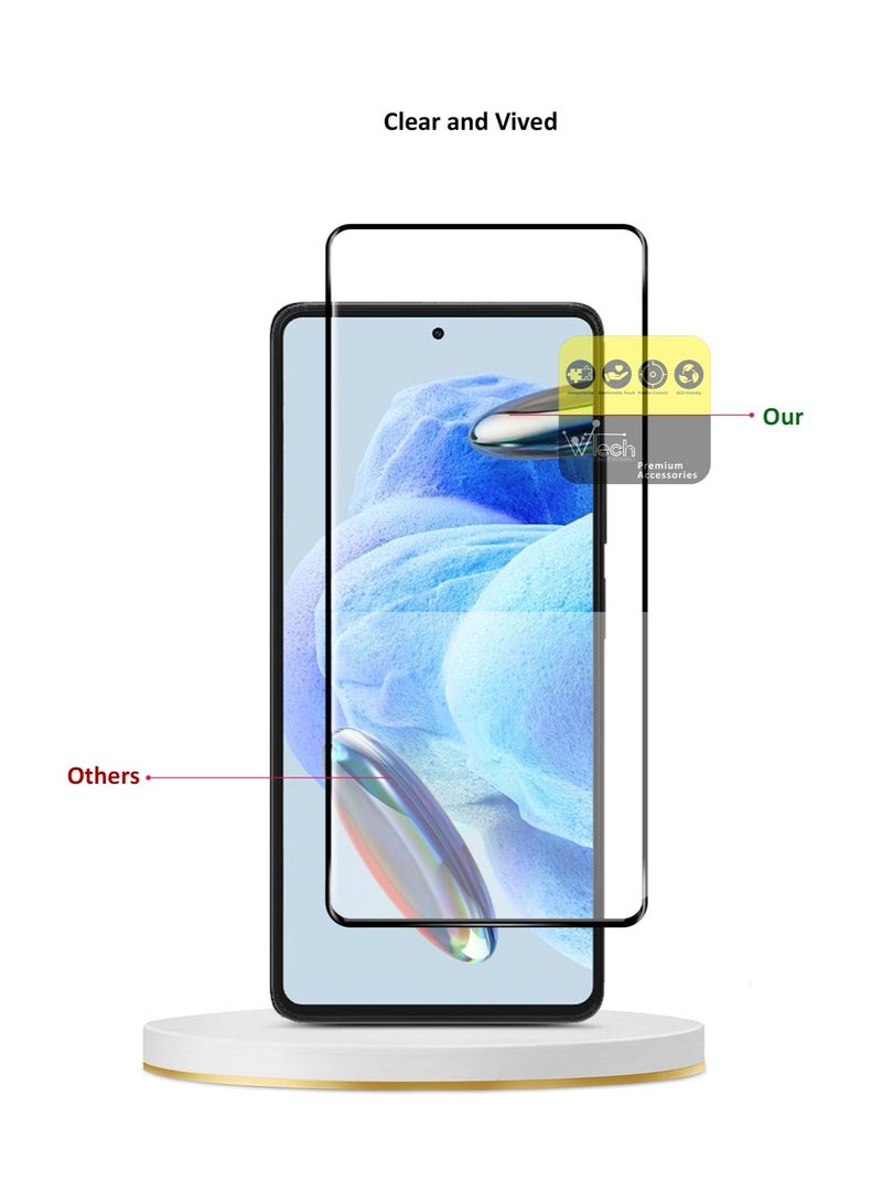 Wtech Xiaomi Redmi Note 12 Pro 5G 2023 Premium E2E Full Glue Full Cover Tempered Glass Screen Protector (MSGECN) - Clear/Black - Image 5