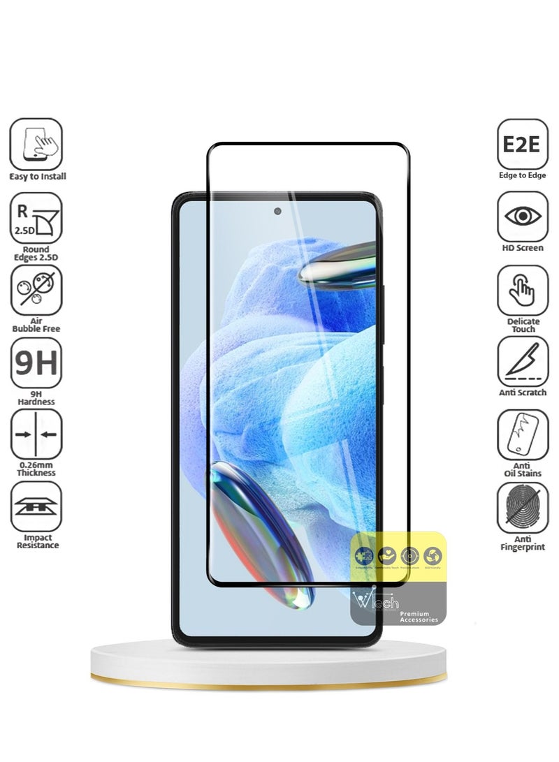 Wtech Xiaomi Redmi Note 12 Pro 5G 2023 Premium E2E Full Glue Full Cover Tempered Glass Screen Protector (MSGECN) - Clear/Black - Image 2