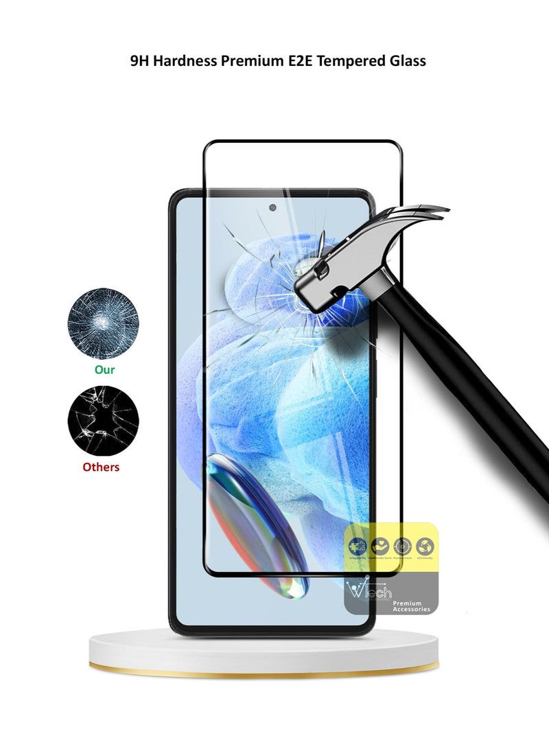 Wtech Xiaomi Redmi Note 12 Pro 5G 2023 Premium E2E Full Glue Full Cover Tempered Glass Screen Protector (MSGECN) - Clear/Black - Image 3