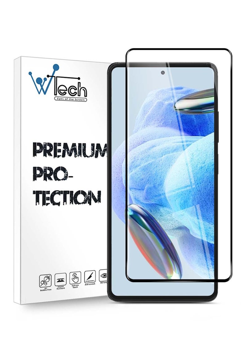 Wtech Xiaomi Redmi Note 12 Pro 5G 2023 Premium E2E Full Glue Full Cover Tempered Glass Screen Protector (MSGECN) - Clear/Black - Image 1