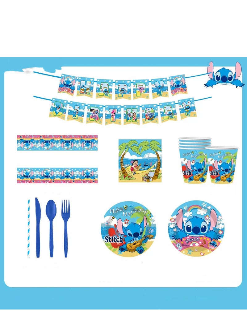 xppier Stitch Party Decorations for 10 Guests, Stitch Birthday Party Disposable Tableware Stitch Themed Party Plates - Image 4