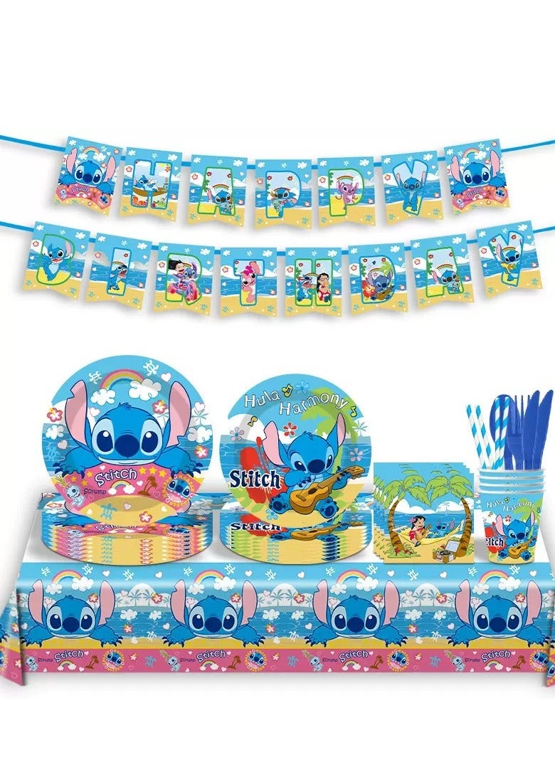 xppier Stitch Party Decorations for 10 Guests, Stitch Birthday Party Disposable Tableware Stitch Themed Party Plates - Image 1