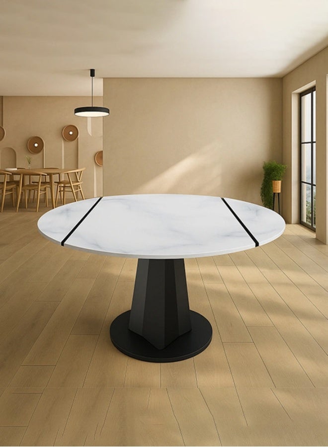 YI ONE Expandable Dining Table – White Marble Stone Top with Metal Legs, 4–6 Seater Luxury Dining Table, 1350×750 mm, Modern Design with Child Locking System - Image 2