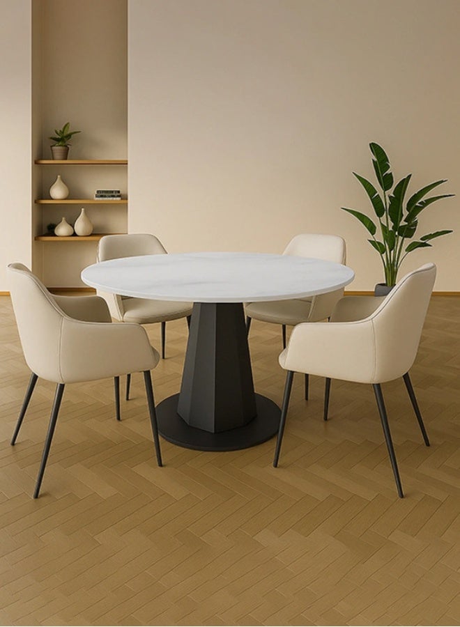 YI ONE Expandable Dining Table – White Marble Stone Top with Metal Legs, 4–6 Seater Luxury Dining Table, 1350×750 mm, Modern Design with Child Locking System - Image 1