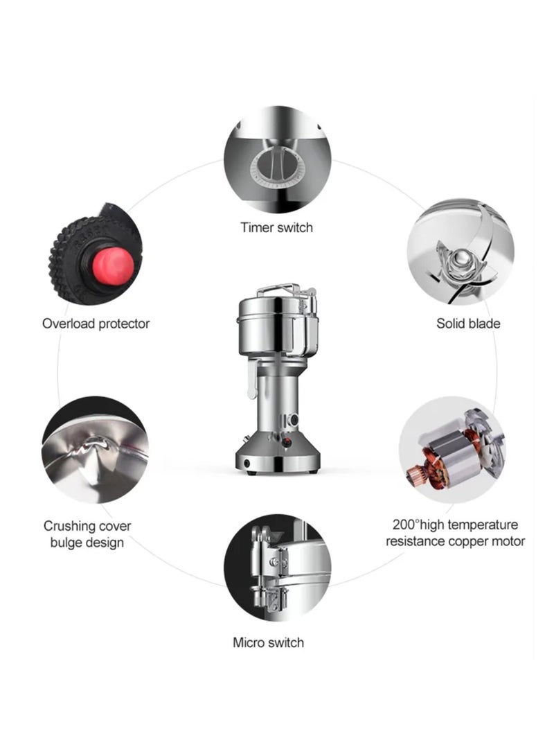 Grain Mill Grinder 200g ,High Speed Electric Stainless Steel Pulverizer Multi-Purpose Powder Machine for Cereals, Corn, Flour, Dry Spices, Herbs, Grains, Coffee, Rice - Image 5