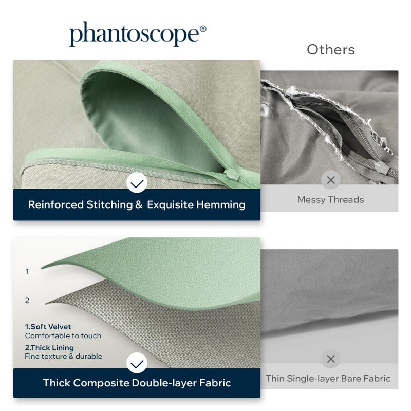 Phantoscope Pack of 2 Velvet Decorative Throw Decorative Pillow Cover Soft Solid Square Cushion Case for Couch Green 20 x 20 inches 50 x 50 cm - Image 3