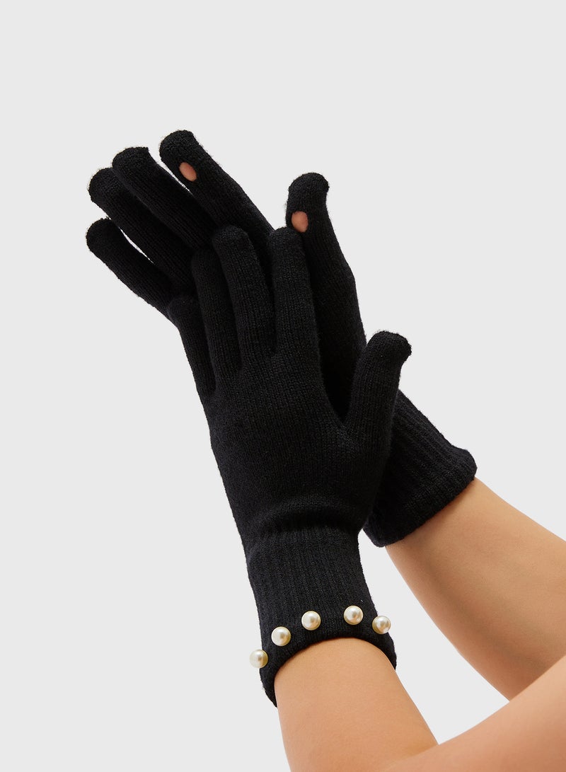 ELLA Pearl Detail Acrylic Winter Glove  - Image 1