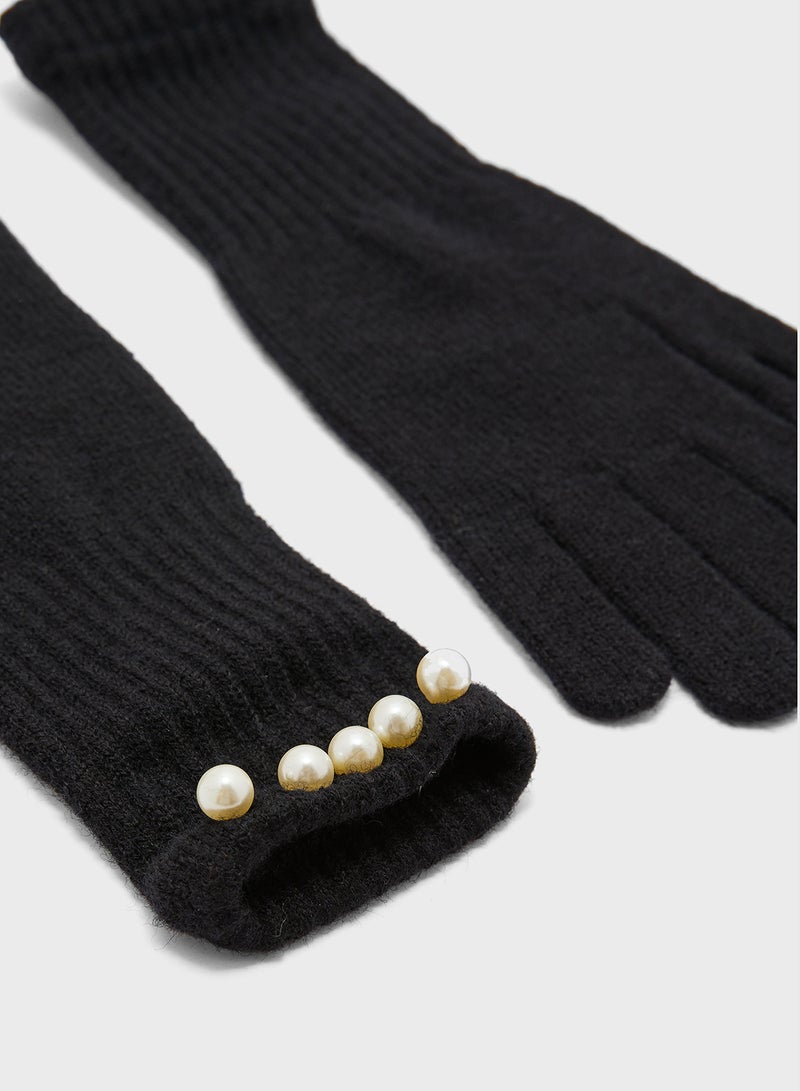 ELLA Pearl Detail Acrylic Winter Glove  - Image 4