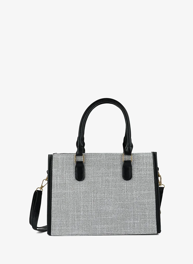 London Rag BG5481_Grey London Rag Grey Microfiber Slogan Tote Bag for Women | Best Price UAE