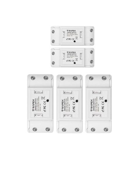 Smart Wi Fi Switch Wireless Remote Control Switch 10A-240VAC DIY Your Home via Compatible with Alexa Google Home Smart Life APP for iOS & Android Suit for Home Hotel Office Pack of 5