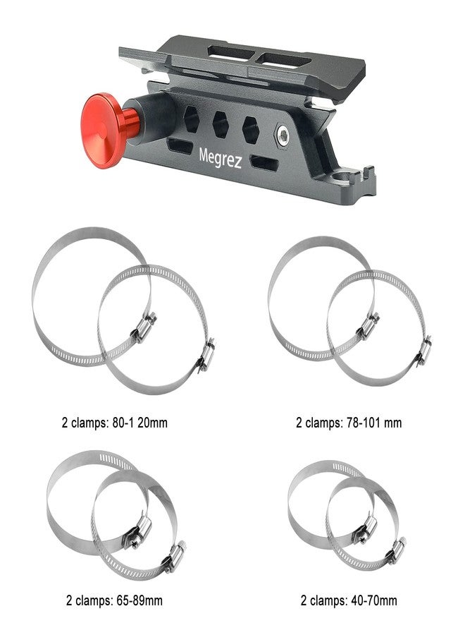 MEGREZ Adjustable Fire Extinguisher Mount Holder, Aluminum Quick Release Fire Extinguisher Holder with 8 Clamps, Compatible with Jeep Wrangler UTV Polaris RZR, Grey - Image 2