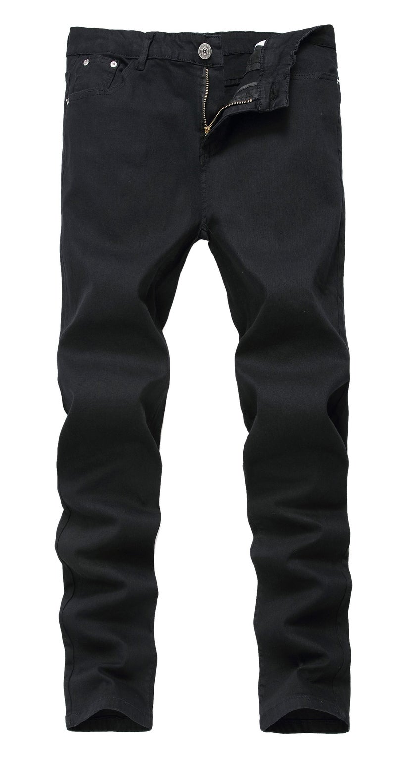 FREDD MARSHALL Mens Black Skinny Slim Fit Stretch Straight Leg Fashion Jeans Pants, Black, 32W - Image 1