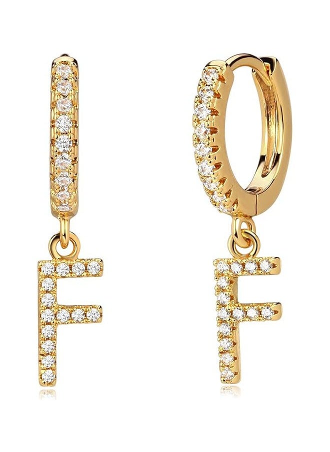 Mevecco - Women Huggie Hoop Earrings Gold Initial A-Z Dangle Drop Cubic Zirconia 14K Gold Filled Small Simple Hypoallergenic Personalized Jewelry - 26 Letters - Image 1