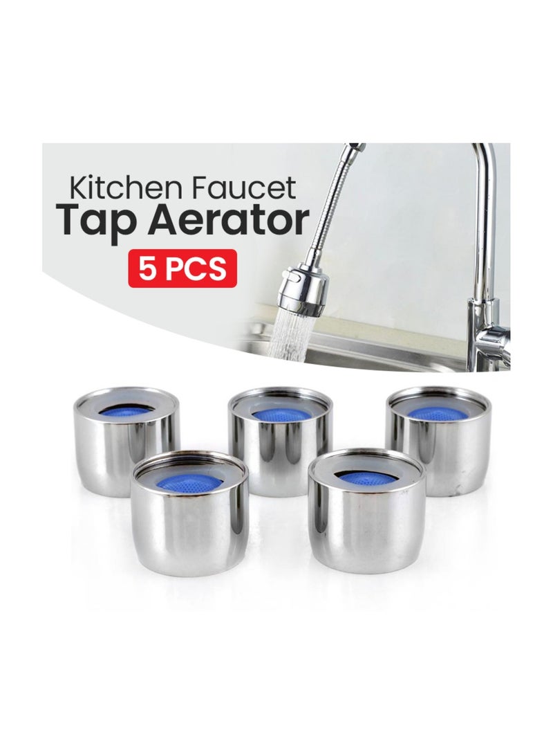 Water Saving Female Faucet Aerator, Bathroom Sink Aerator, 22mm Faucet Filter with Gasket & Wrench - for Kitchen Bathroom Silver (5 Pcs) - Image 1