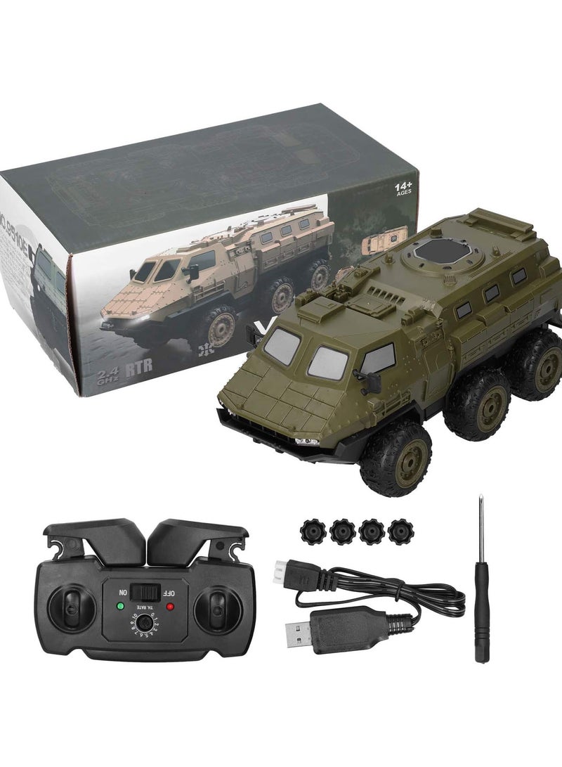 2.4GHz High Speed Armored Car, Powerful and Efficient Motor RC Armored Car 1/16 RC Truck for Various Terrains