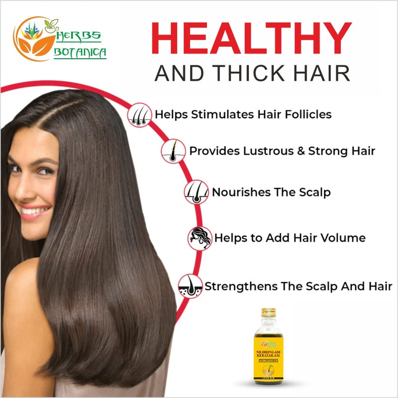 HERBS BOTANICA زيت شعر نيلبرينغادي من هيربز بوتانيكا لعلاج فروة الرأس وتساقط الشعر، زيت أيورفيدي للشعر والشيب المبكر 200 مل - Image 5