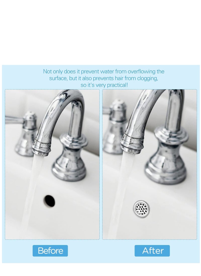 SYOSI - Sink Overflow Ring Kitchen Bathroom Sink Hole Round Overflow Cover Basin Trim Overflow Drain Cap Cover Insert in Hole Spares 30mm Silver (4 Pieces Mesh-Type) - Image 1