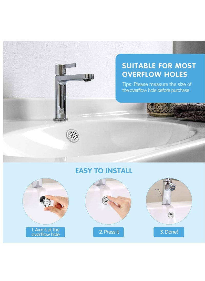 SYOSI - Sink Overflow Ring Kitchen Bathroom Sink Hole Round Overflow Cover Basin Trim Overflow Drain Cap Cover Insert in Hole Spares 30mm Silver (4 Pieces Mesh-Type) - Image 1