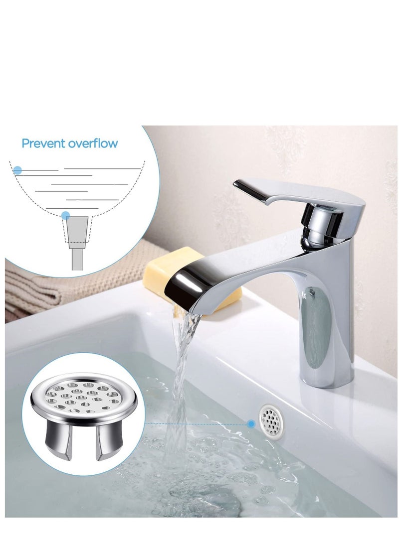 SYOSI - Sink Overflow Ring Kitchen Bathroom Sink Hole Round Overflow Cover Basin Trim Overflow Drain Cap Cover Insert in Hole Spares 30mm Silver (4 Pieces Mesh-Type) - Image 1