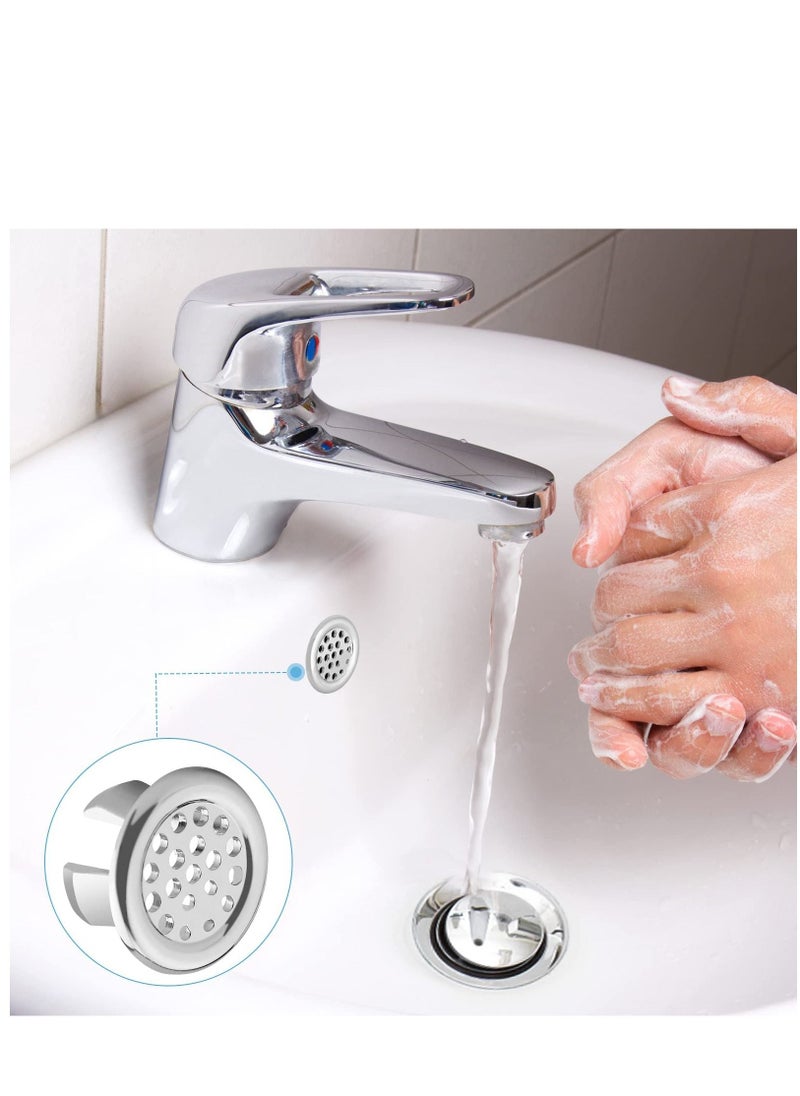 SYOSI - Sink Overflow Ring Kitchen Bathroom Sink Hole Round Overflow Cover Basin Trim Overflow Drain Cap Cover Insert in Hole Spares 30mm Silver (4 Pieces Mesh-Type) - Image 1