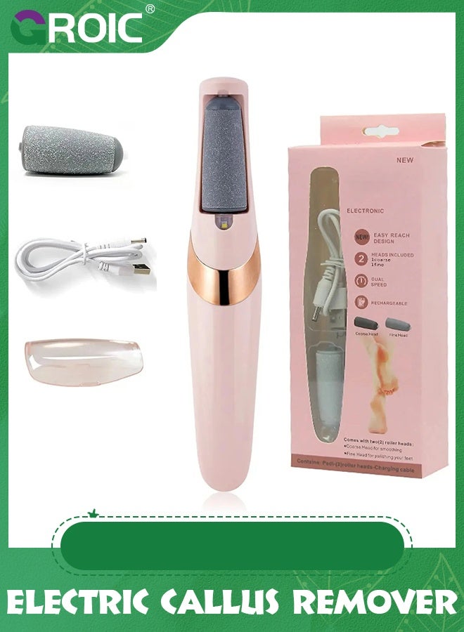 GROIC Electric Rechargeable Portable Foot Callus Remover Foot File Pedicure Tool, Suitable for Crusty Dry Skin & Dead Skin,with 2 Replaceable Roller Heads Treatment Automatic Spin Dry - Image 1