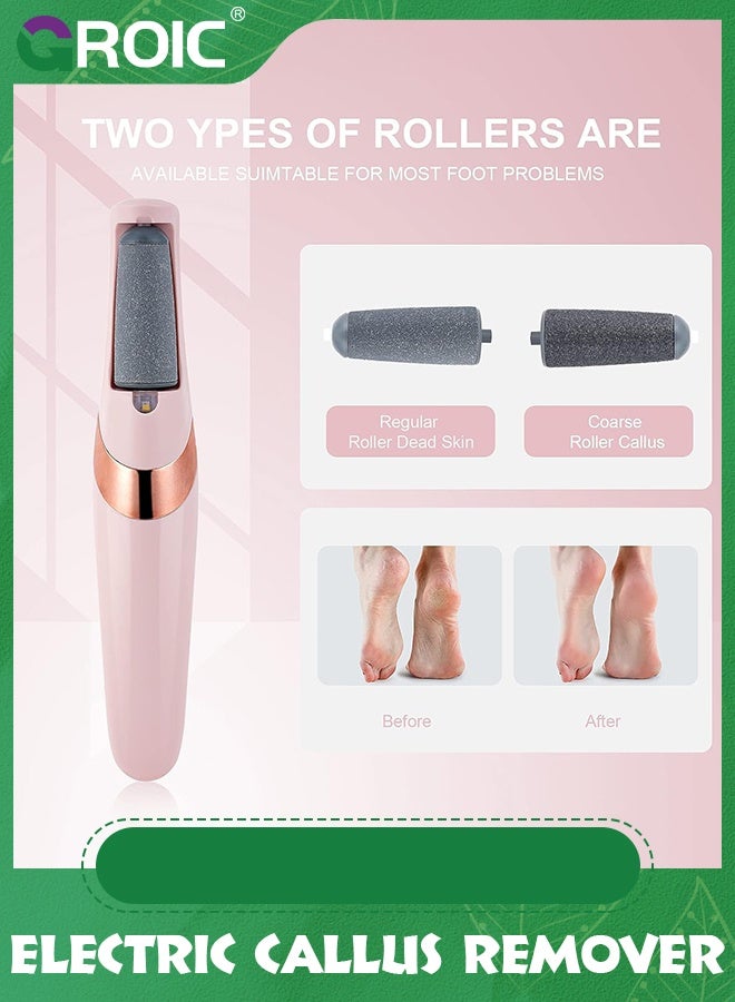 GROIC Electric Rechargeable Portable Foot Callus Remover Foot File Pedicure Tool, Suitable for Crusty Dry Skin & Dead Skin,with 2 Replaceable Roller Heads Treatment Automatic Spin Dry - Image 2