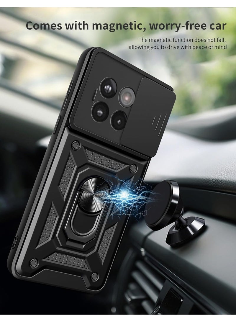 【1+2 Sets】 For OnePlus 13R 5G Case u0026 Screen Protector Slide Camera Cover with Magnetic Car Mount 2 Pieces Tempered Glass Screen Protector - Image 2