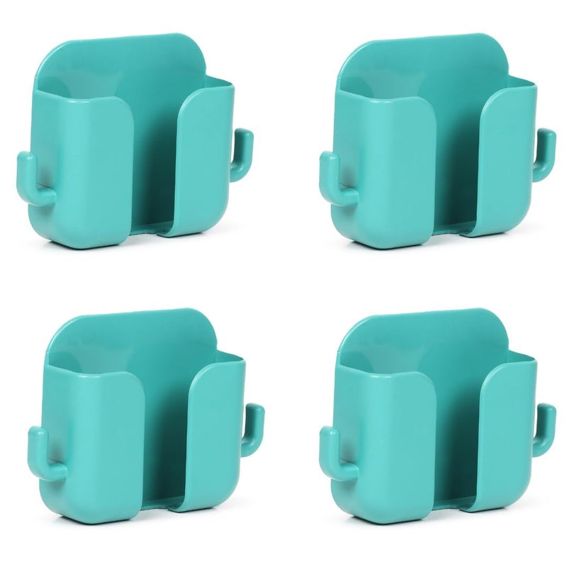 WALLVIEW TECH Wall Mounted Mobile Stand Storage Case for Remote, Multi Purpose Stand with Hole for Phone Charging (Green) - Pack of 4 - Image 1