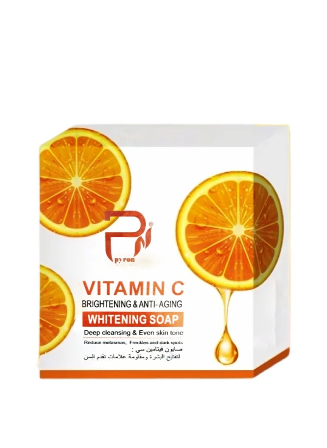 PYRON 30 Pieces Vitamin C Brightening And Anti-Aging Whitening Soap Orange 100grams  - Image 2