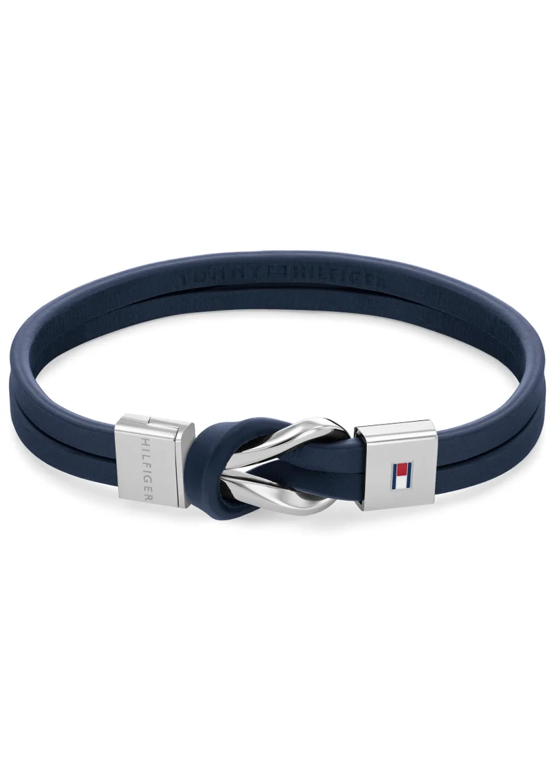 تومي هيلفيغر Tommy Hilfiger Men's Navy Leather Bracelet - 2790443